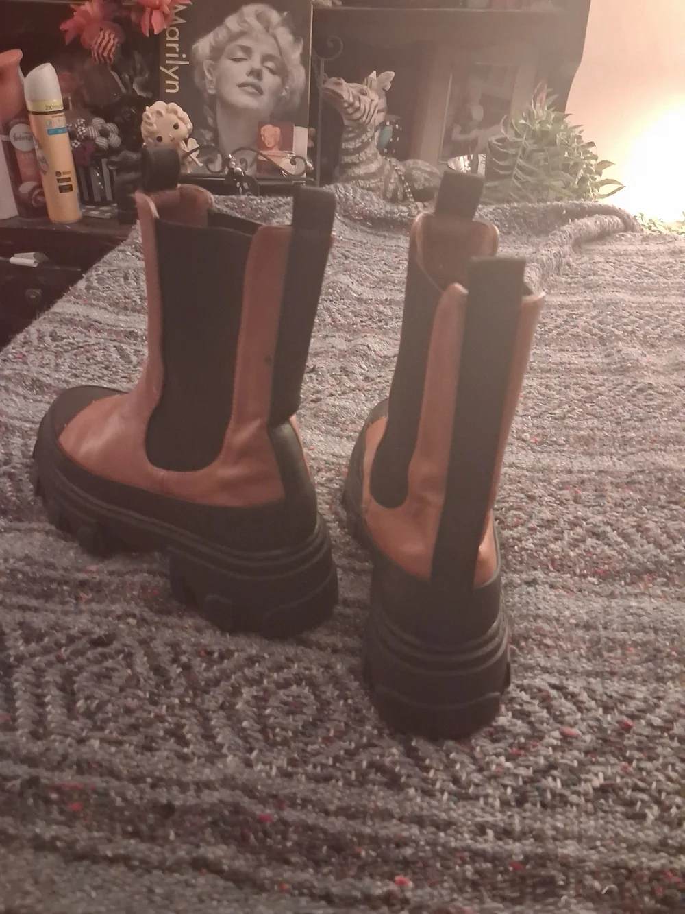 Brown Leather Chelsea Lug Boots - Very Soft.